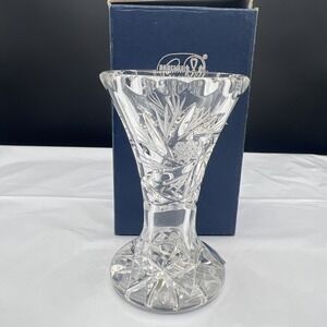 Vtg Bohemia Crystal Pedestal Vase 24% PbO Lead Crystal Hand Cut Czech Rep W/Box‎